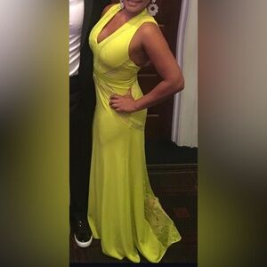 Bebe Evening Gown with lace accents